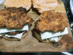 fried peri-peri chicken burger