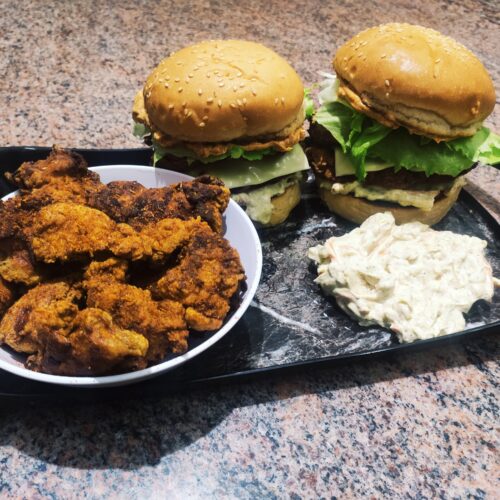 fried peri-peri chicken burger