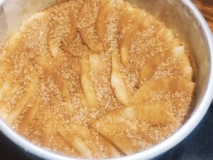 moist pear cake with cinnamon sugar