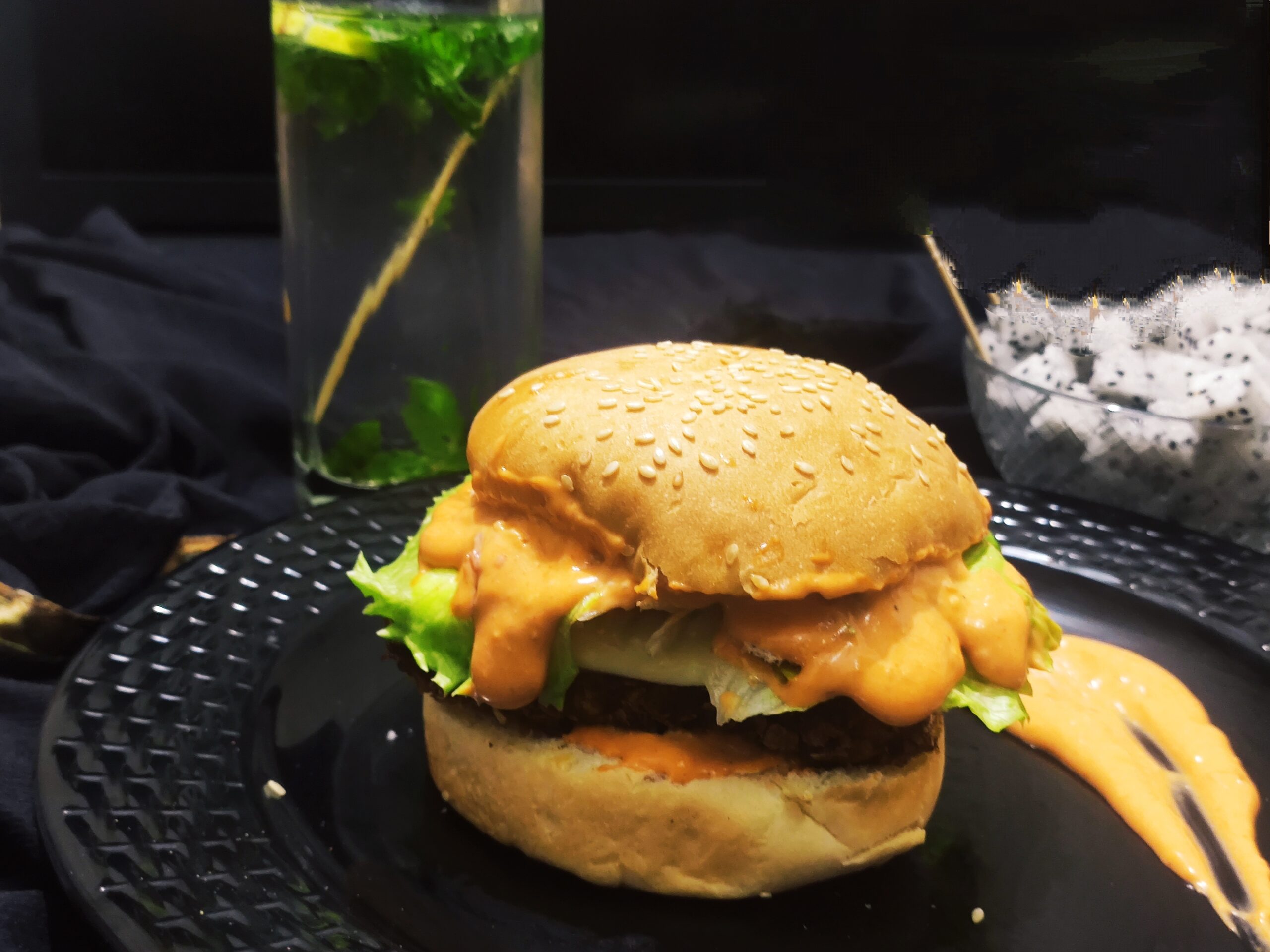 spicy paneer burger