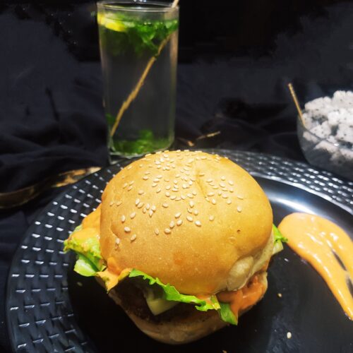 spicy paneer burger