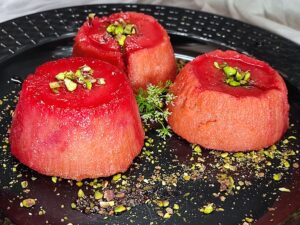 rose custard lava pudding